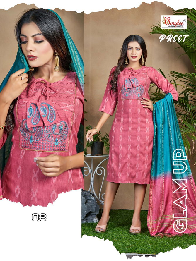 Rung Preet Fancy Regular Wear Heavy Rayon Kurti With Dupatta Collection